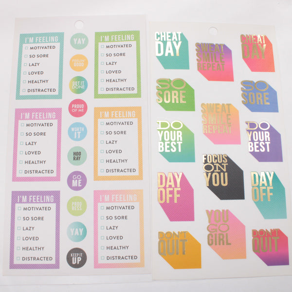 Fitness Stickers 15 SHEETS (see photos) - Happy Planner DeStash