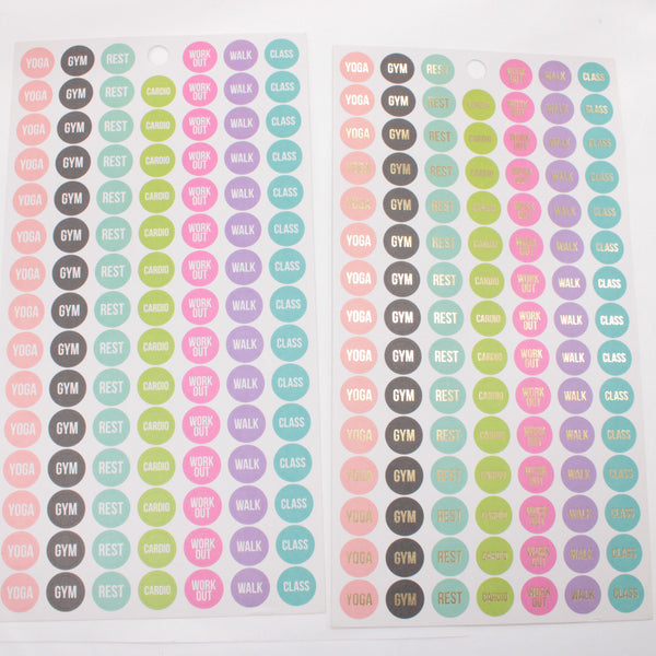 Fitness Stickers 15 SHEETS (see photos) - Happy Planner DeStash