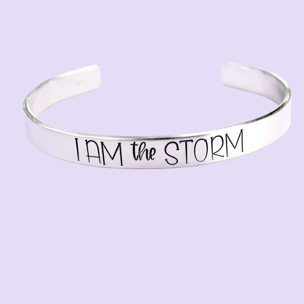 "I am THE STORM" 1/4" Cuff Bracelet - Solid Sterling Silver - Ready to ship discounted sample