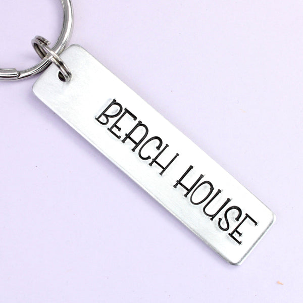 "Beach House" Hand Stamped Keychain