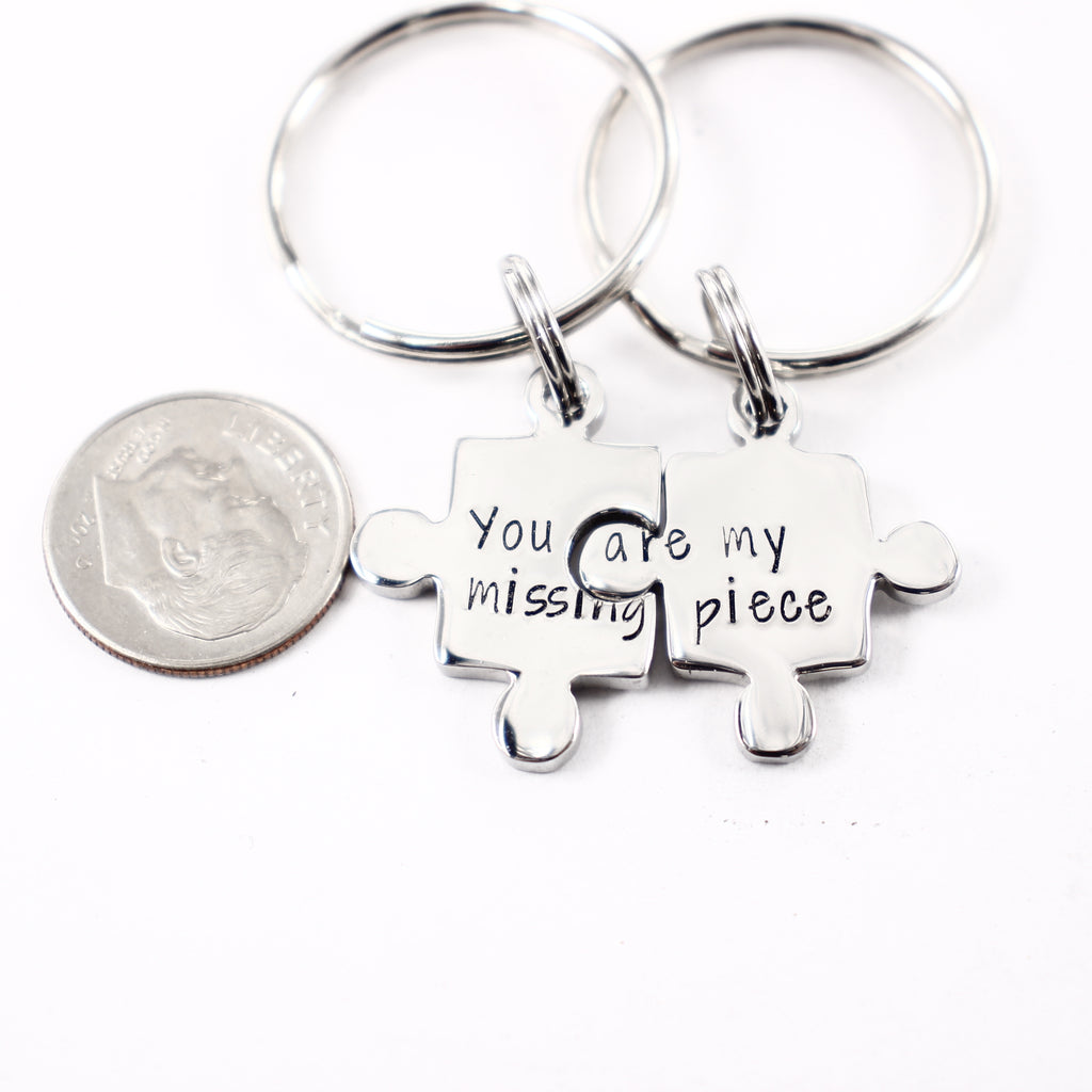 CLEARANCE-TA You're My Missing Piece - Stainless Steel Puzzle Piece Couples Keychain Set